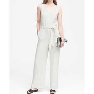 Banana Republic White V-Neck Jumpsuit